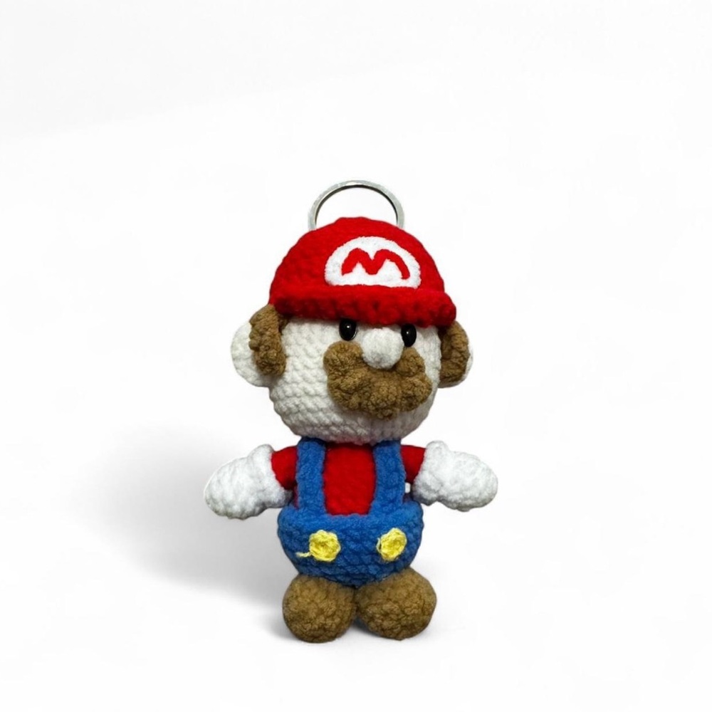 Crochet Mario  Character Keychain with Red Hat